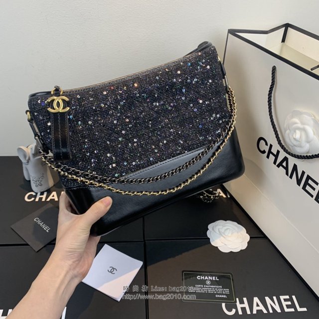 Chanel女包 93824 Gabrielle編織流浪包 小香2020新款 軟呢拼皮 香奈兒肩背包 香奈爾鏈條挎包  djc2617